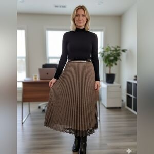 Elegant Brown Pleated Skirt